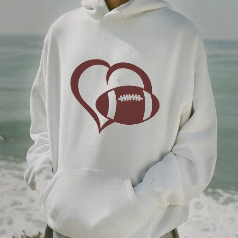 Love Football Print Men's Fleece Hoodie sold by Shopnova