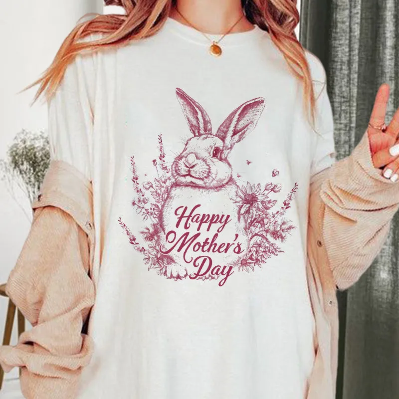 Happy Mother's Day Floral Rabbit Love Tee sold by Shopnova product image thumbnail 2