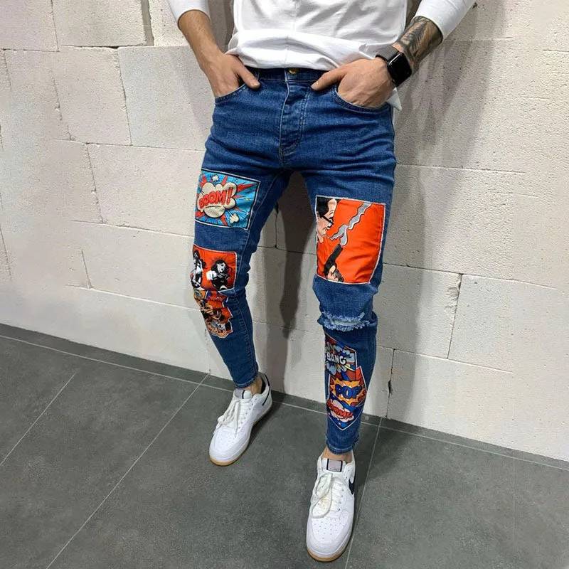 Ripped denim chinos sold by Shopnova