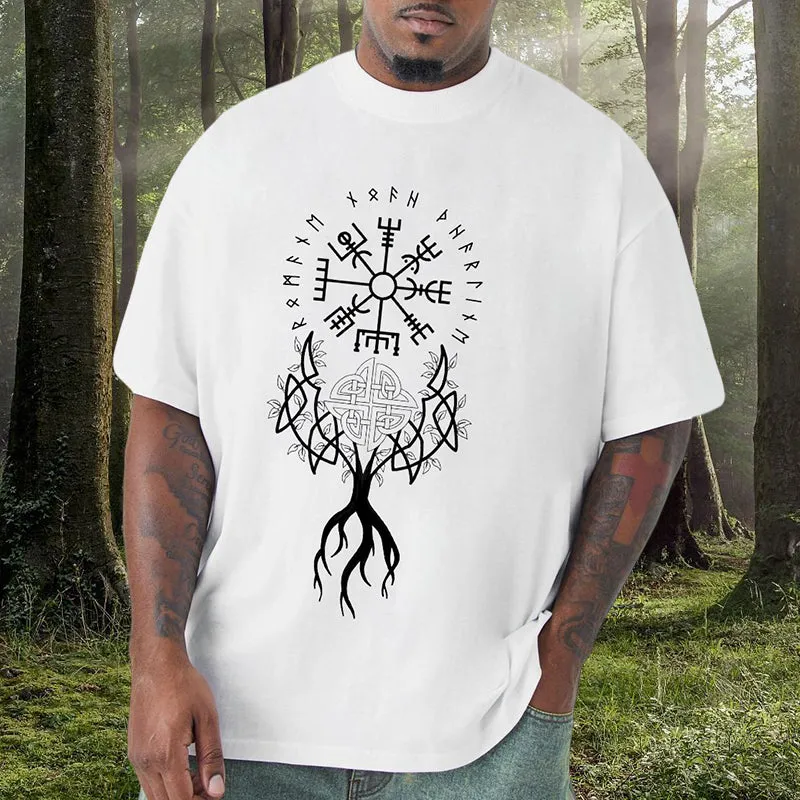 Viking Runes and Tree of Life Retro Graphic T-shirt sold by Shopnova