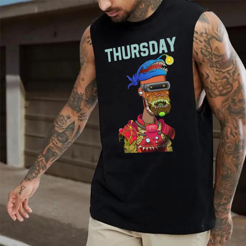 Thursday Alphabet Graphic Print Men's Tank Top sold by Shopnova