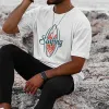 Surfboard Alphabet Graphic Print Crew Neck Men's T-Shirt sold by Shopnova