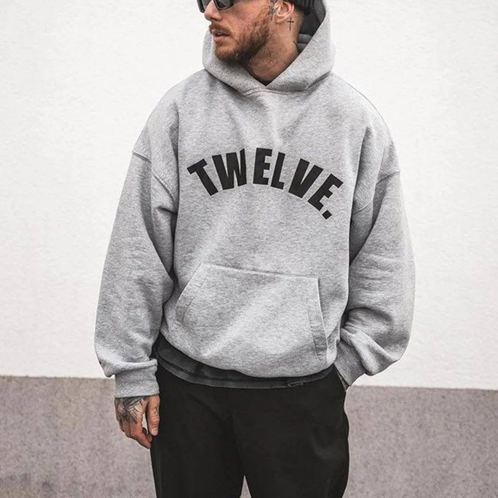 Alphabet TWELVE Graphic Print Men's Oversize Hoodie sold by Shopnova