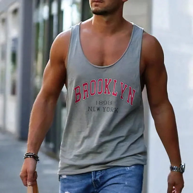 Brooklyn Alphabet Graphic Print Athleisure Men's Tank Top sold by Shopnova