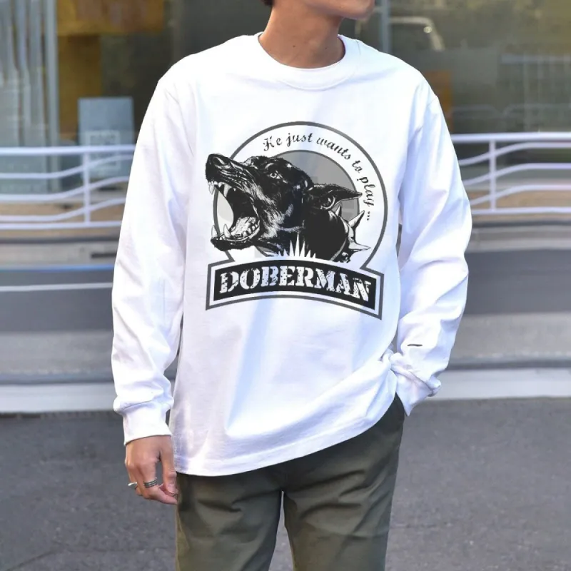 Doberma Men's Dog Print Long Sleeve T-Shirts-A sold by Shopnova