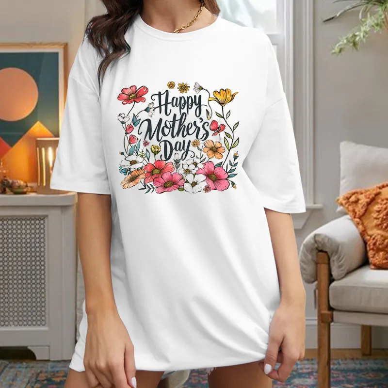 Women's Mother's Day Floral Print Oversized T-shirt sold by Shopnova