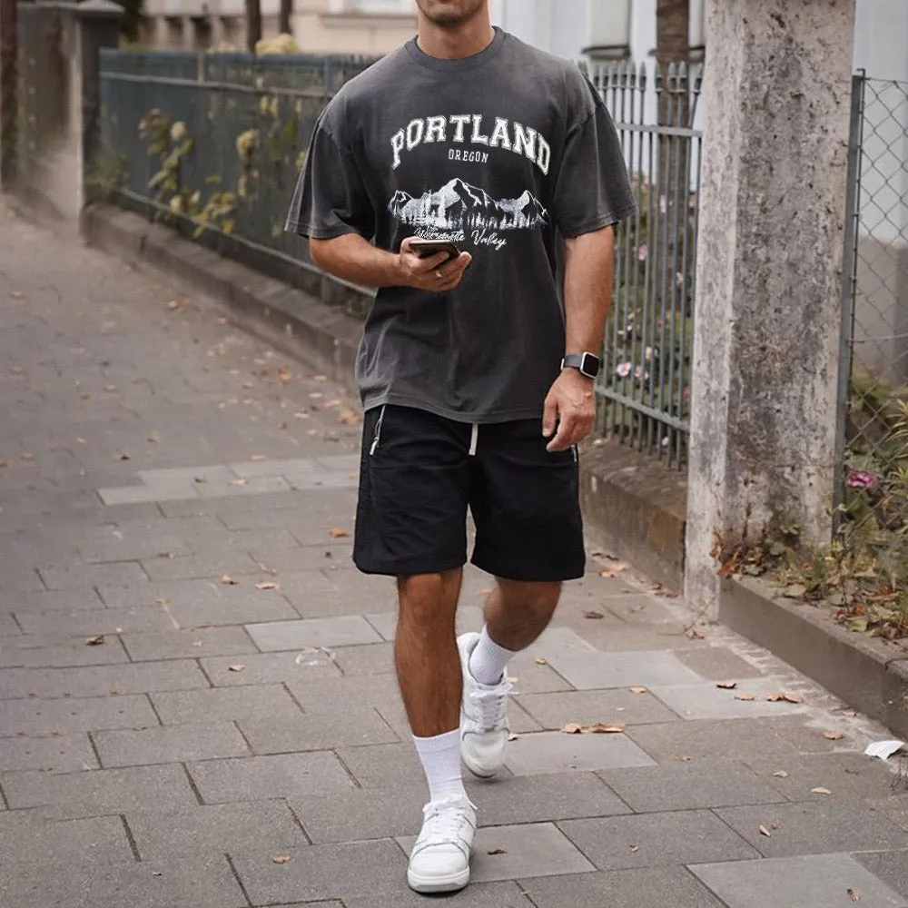 Portland Alphabet Graphic Print Loose Men's T-Shirt sold by Shopnova product image thumbnail 2