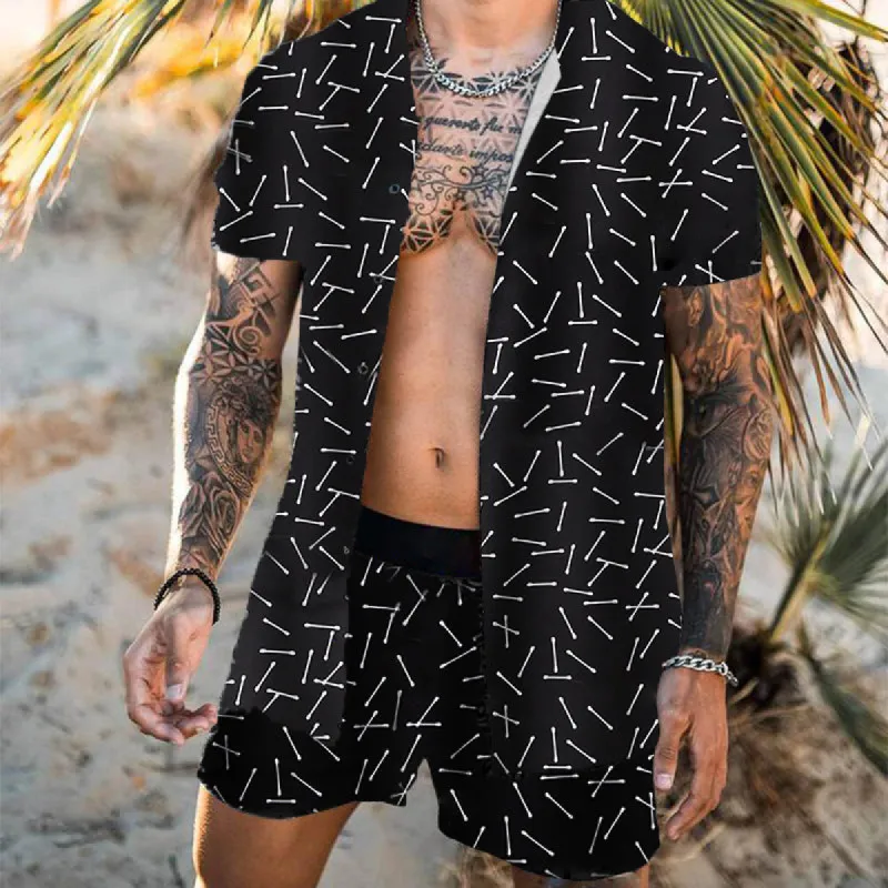 Beach Personality Fashion Trend Print Leisure Vacation Suit sold by Shopnova