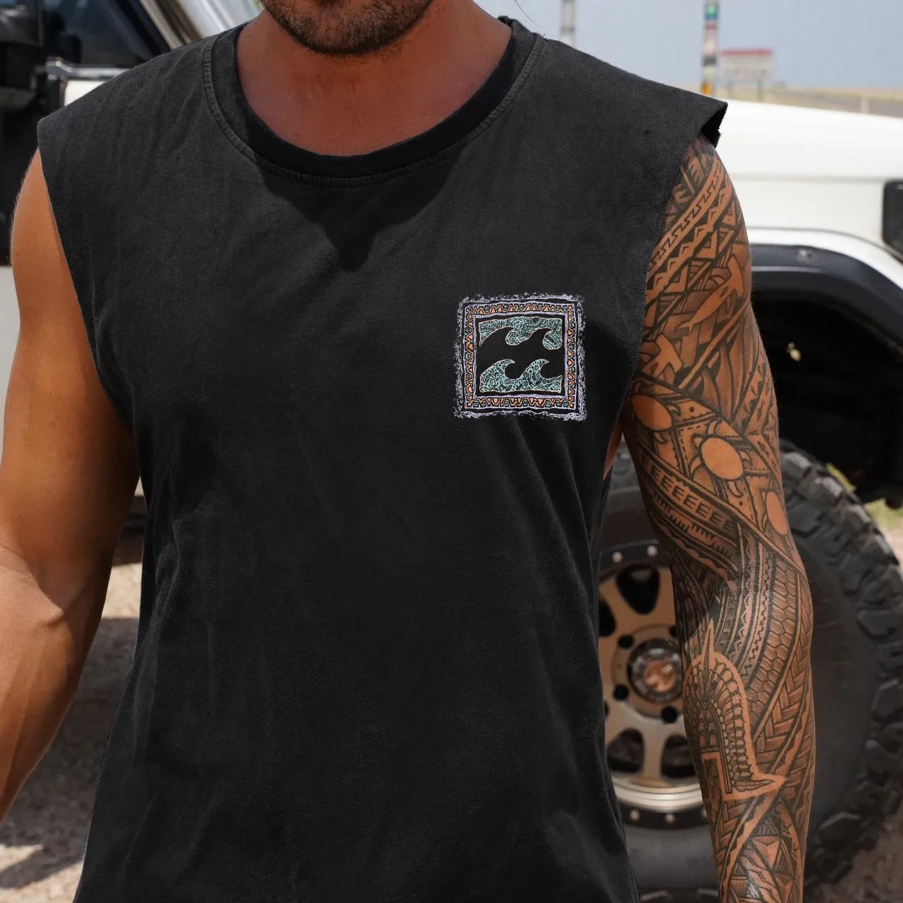 Men's Retro Waves Printed Summer Tank Top sold by Shopnova product image thumbnail 2