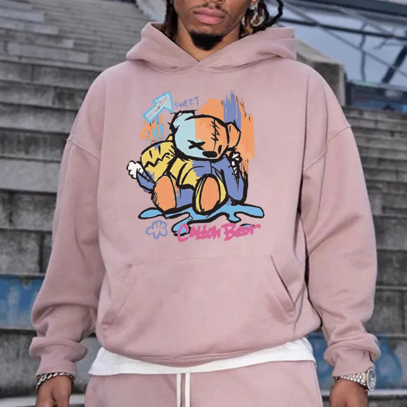 Bear Graphic Print Loose Men's Sweatshirt sold by Shopnova