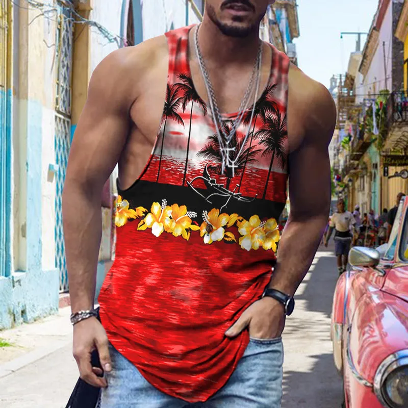 Leisure Street Trend Landscape Digital Print Vacation Vest sold by Shopnova