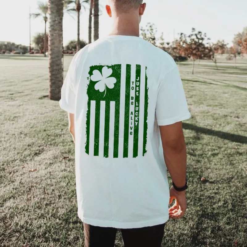 The Irish Luck Clover & Stripes T-shirt sold by Shopnova