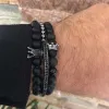 Black Frosted Men's Personality Trend Jewelry sold by Shopnova