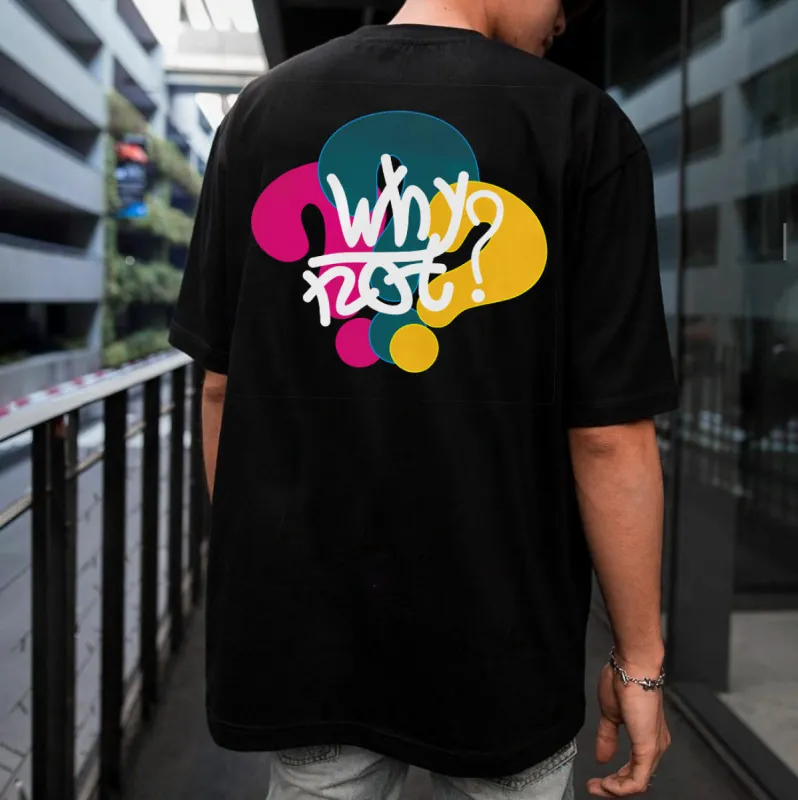 WHY NOT? Letter Graphic Print Casual Loose Men's T-Shirt sold by Shopnova