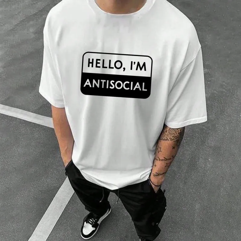 HELLO, I'M ANTISOCIAL Print Men's Cotton T-shirt 230g sold by Shopnova