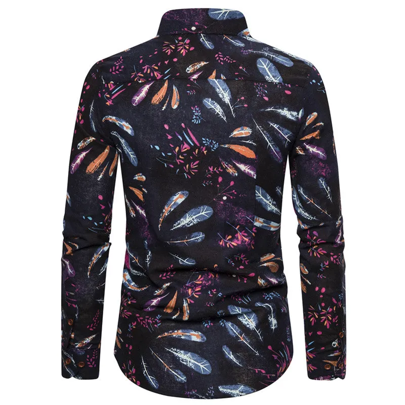 Long-sleeved Shirt With Lapel Print sold by Shopnova product image thumbnail 3