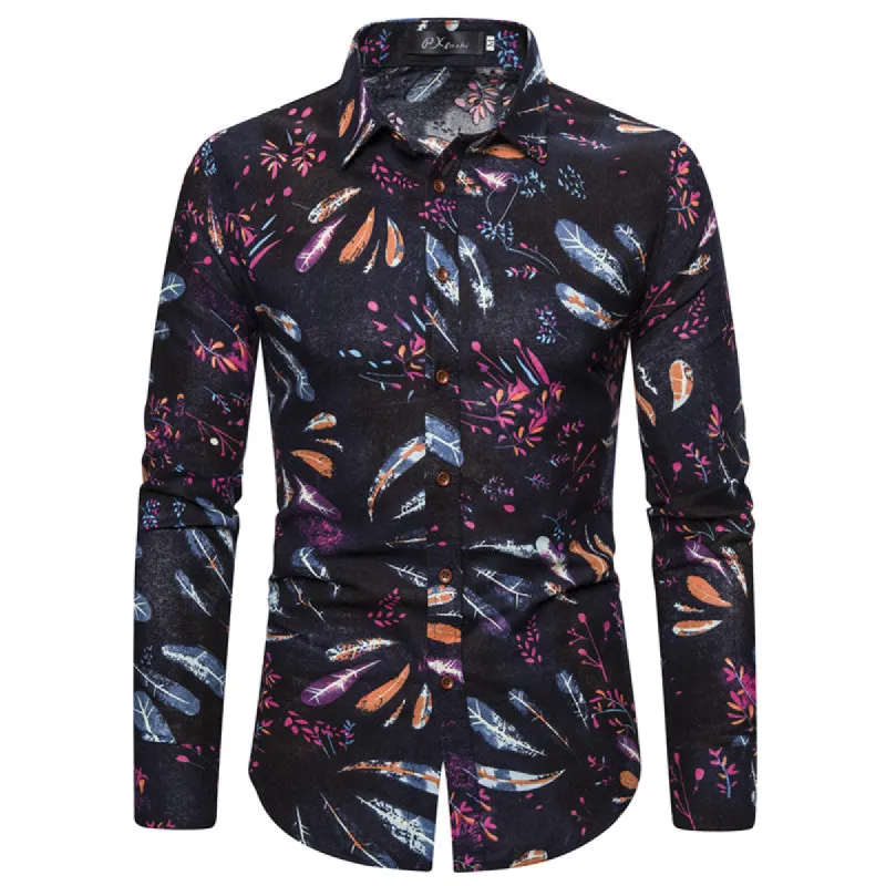 Long-sleeved Shirt With Lapel Print sold by Shopnova