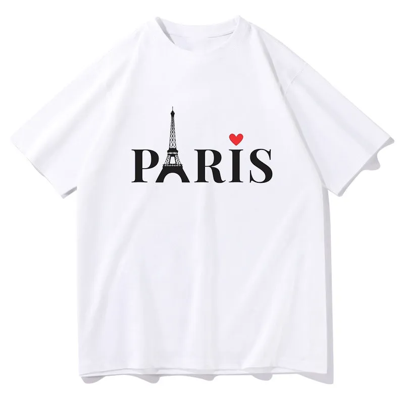 Love Paris Alphabet Print Men's Cotton T-shirt sold by Shopnova product image thumbnail 2