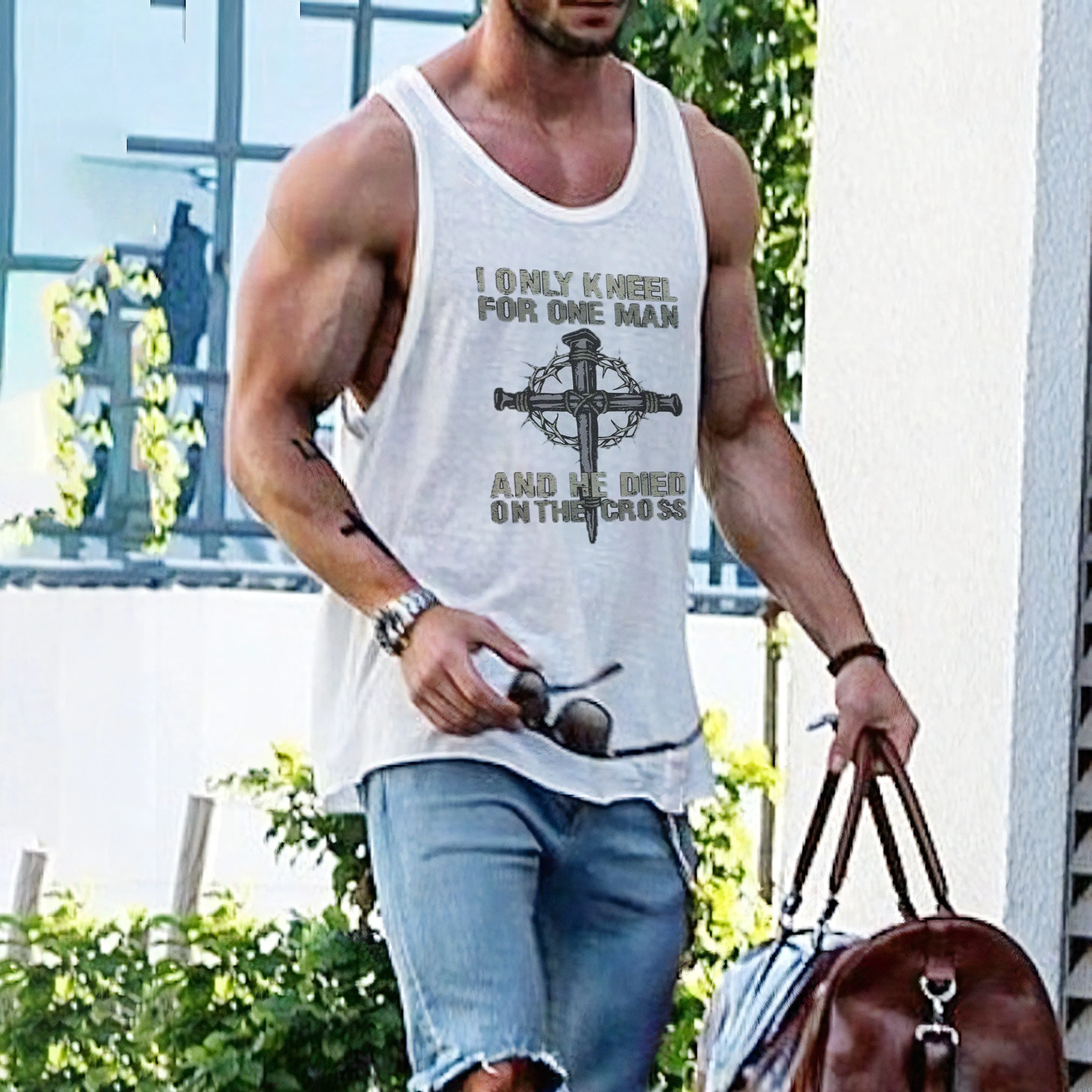 Men's Streetwear Cross Print Tank Top sold by Shopnova product image thumbnail 2