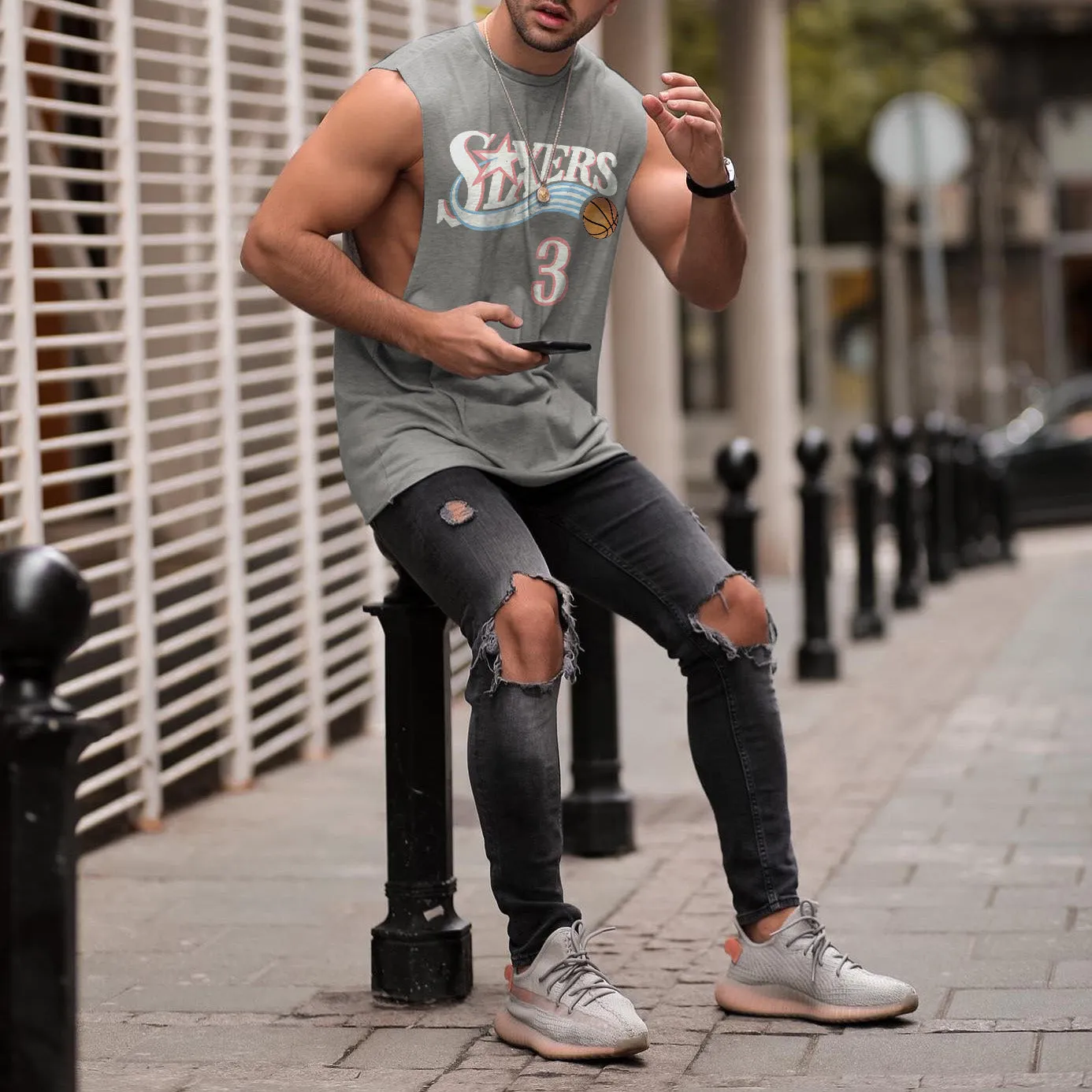 Letter Graphic Print Basketball Sports Casual Men's Tank Top sold by Shopnova product image thumbnail 5