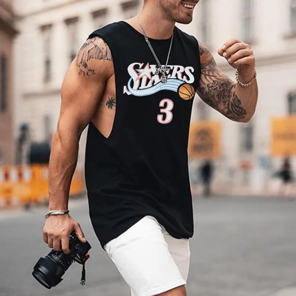 Letter Graphic Print Basketball Sports Casual Men's Tank Top sold by Shopnova