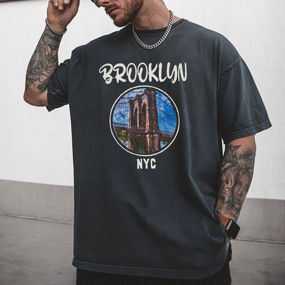 BROOKLYN Graphic Print Casual Men's T-Shirt sold by Shopnova product image thumbnail 2