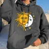 Sun Moon Graphic Print Loose Casual Men's Sweatshirt sold by Shopnova
