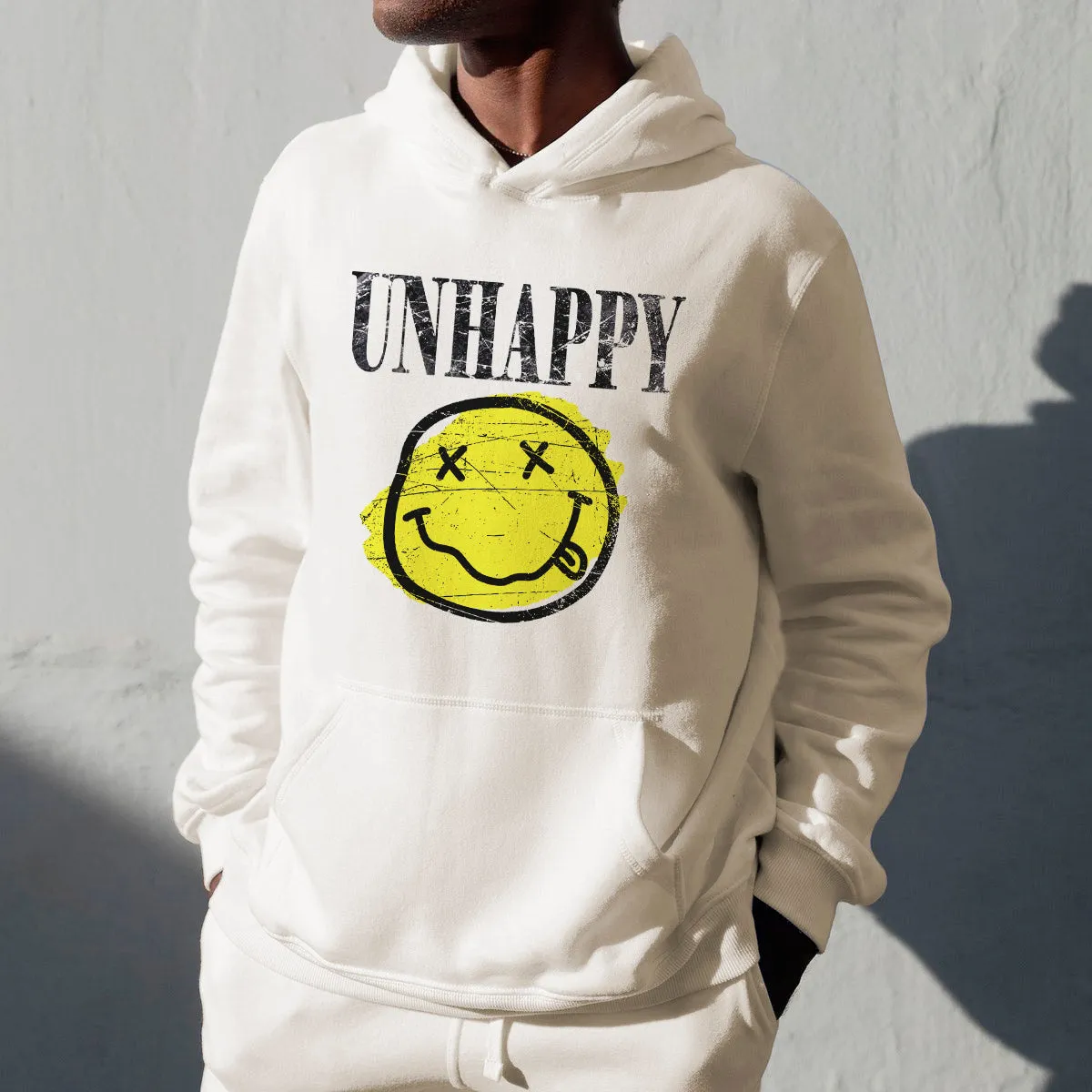 Unhappy Face Graphic Print Men's Oversize Hoodie, 320g sold by Shopnova