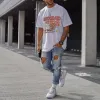 Basketball Graphic Print Casual Loose Men's Short Sleeve T-Shirt sold by Shopnova