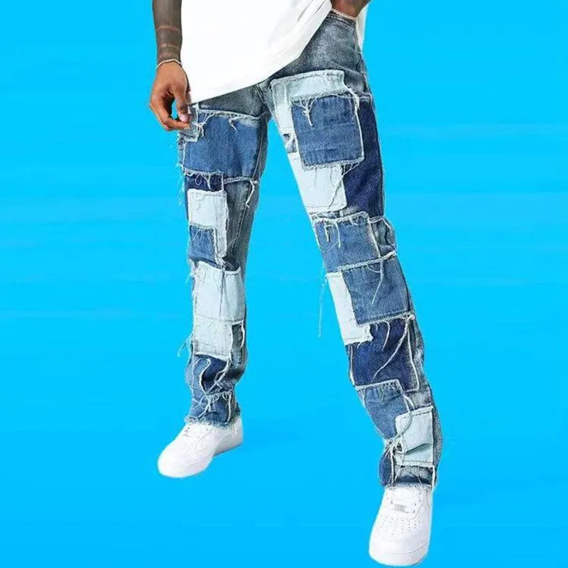 Casual patchwork jeans sold by Shopnova