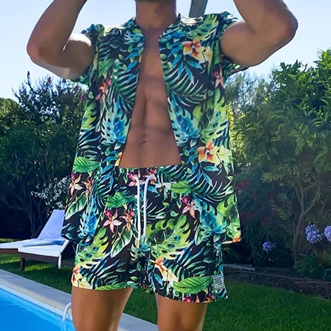 Trendy Street Flower Plant Size Shirt Shorts Casual Vacation Hawaii Two-Piece Set sold by Shopnova product image thumbnail 2