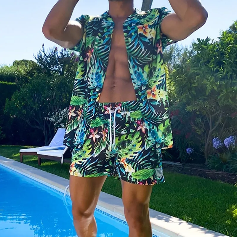 Trendy Street Flower Plant Size Shirt Shorts Casual Vacation Hawaii Two-Piece Set sold by Shopnova product image thumbnail 3