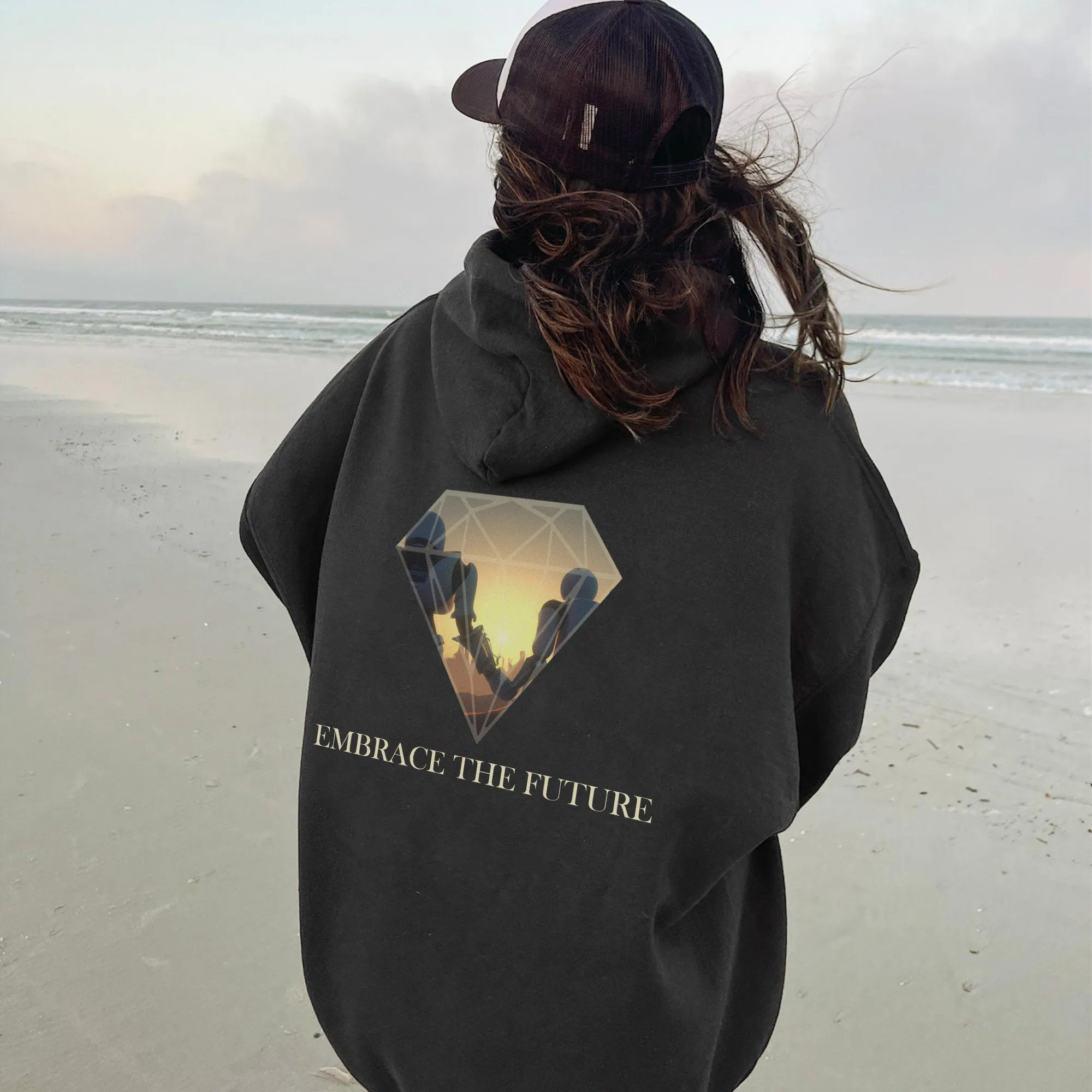 NOVAROPA™ Embrace The Future Women's Oversize Fleeced Hoodie sold by Shopnova product image thumbnail 2