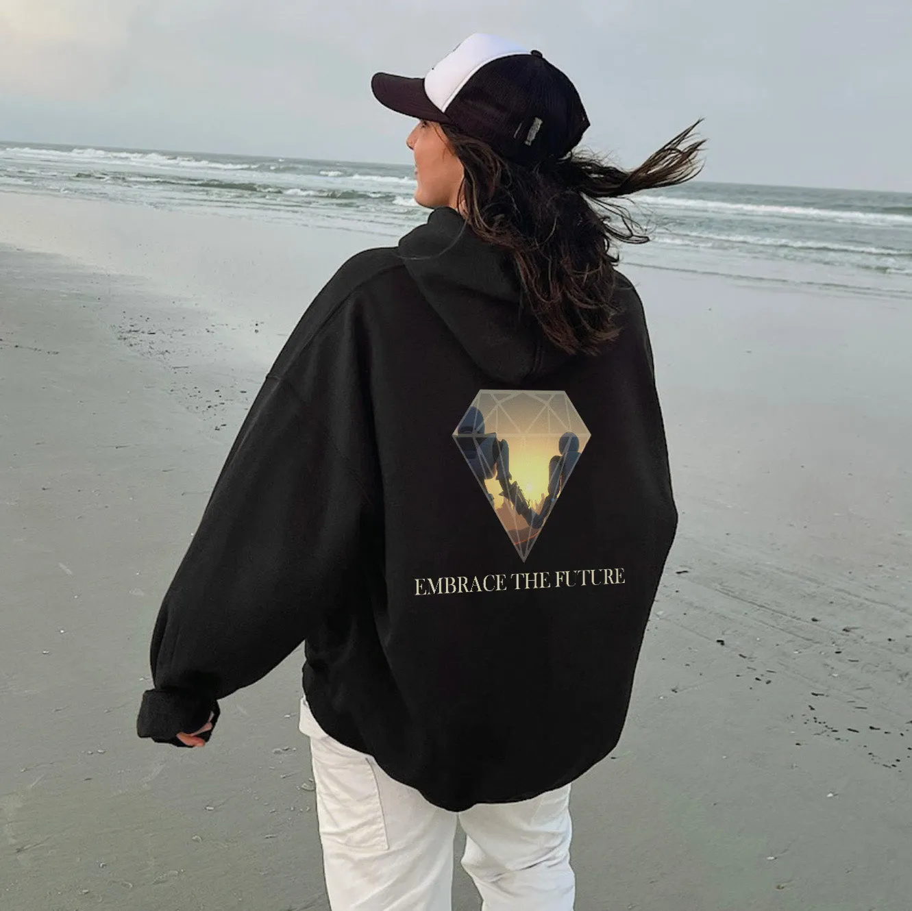 NOVAROPA™ Embrace The Future Women's Oversize Fleeced Hoodie sold by Shopnova