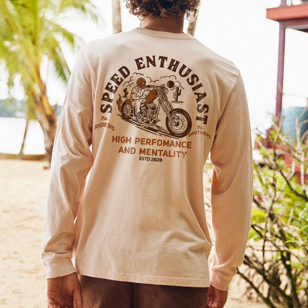 Speed Enthusiast Men's Motocycle Print Long Sleeve T-Shirts-A sold by Shopnova product image thumbnail 2
