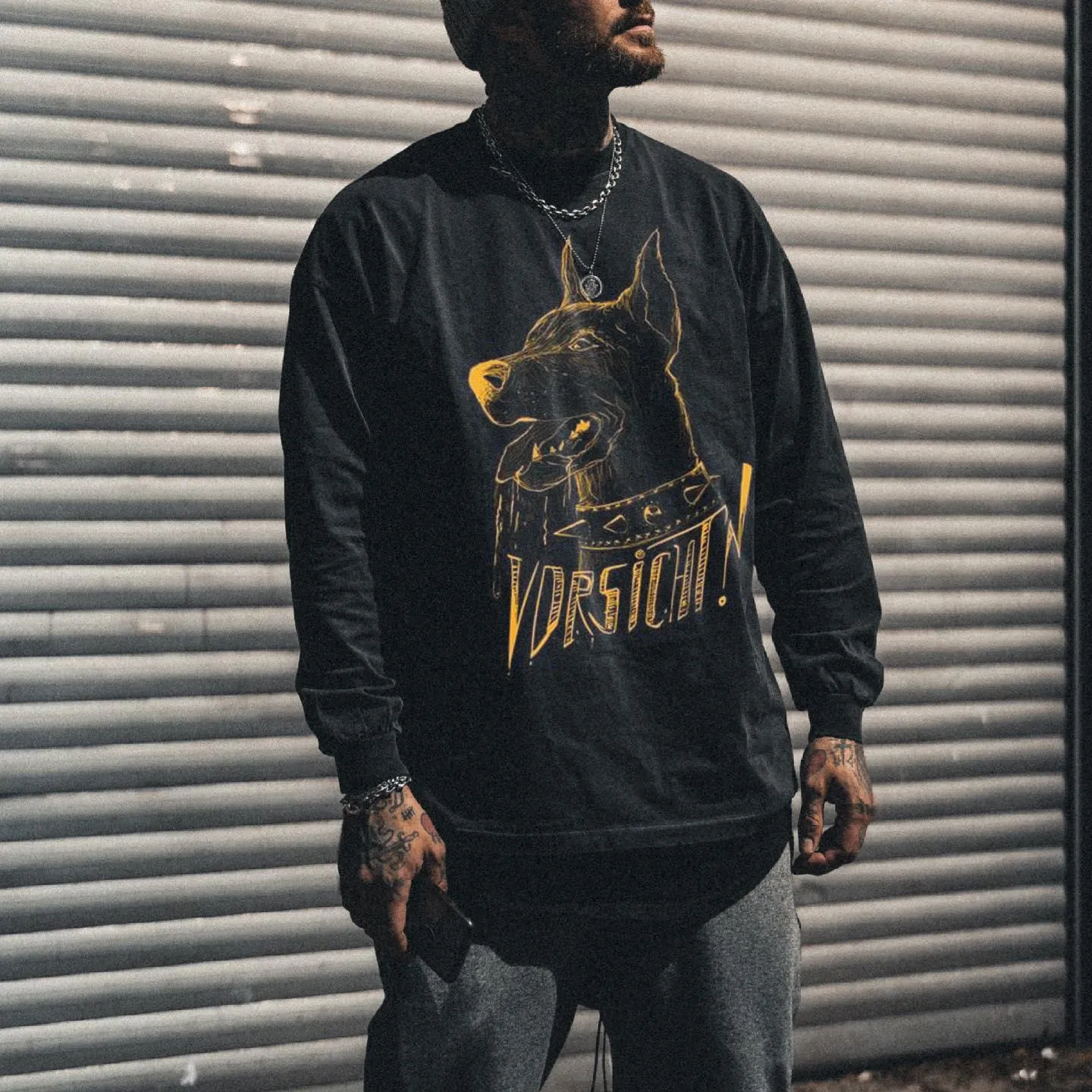 Vorschi Dog Print Men's Long Sleeve T-Shirts-A sold by Shopnova