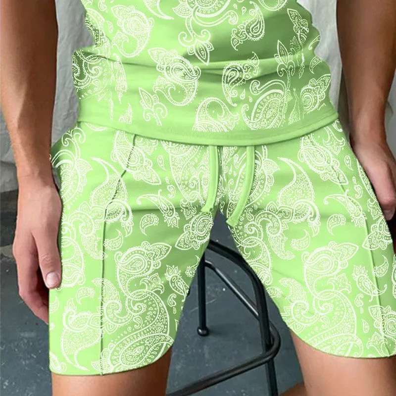 Paisley Print Lace Up Casual Vacation Men's Shorts sold by Shopnova product image thumbnail 4