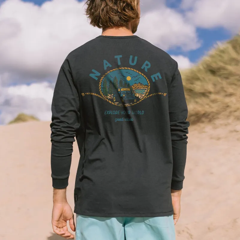 Nature Men's Vacation Casual Long Sleeve T-Shirts-A sold by Shopnova