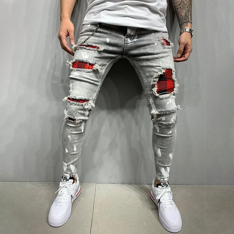 Wool Ripped Patch Denim Pants sold by Shopnova