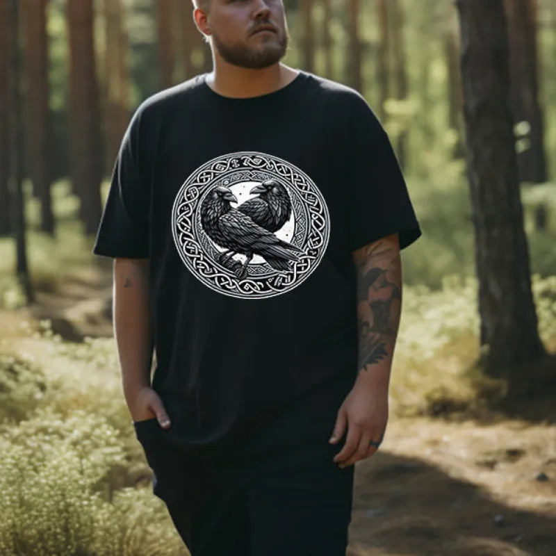 Odin's Ravens Viking Illustration Print Men's T-shirt sold by Shopnova