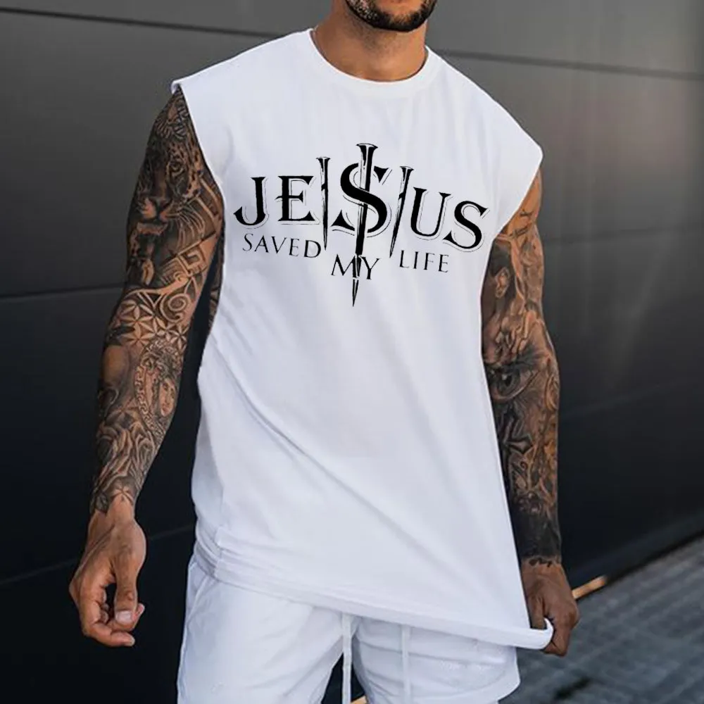 Jesus Save My Life Men's Streetwear Tank Tops sold by Shopnova product image thumbnail 2