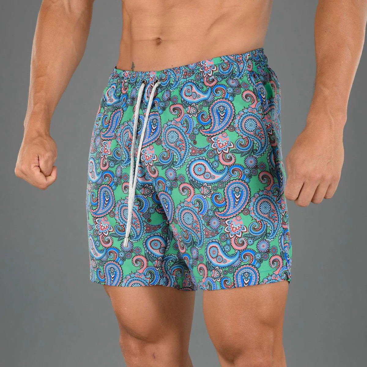 Paisley Print Lace Up Casual Beach Vacation Men's Shorts sold by Shopnova product image thumbnail 4