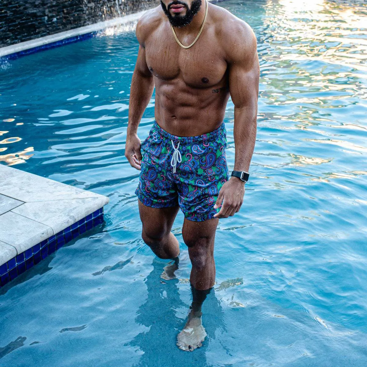 Paisley Print Lace Up Casual Beach Vacation Men's Shorts sold by Shopnova product image thumbnail 3