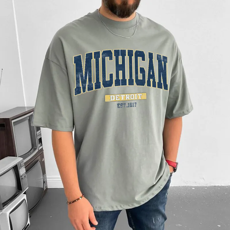 Michigan Men's Streetwear Casual T-Shirts sold by Shopnova