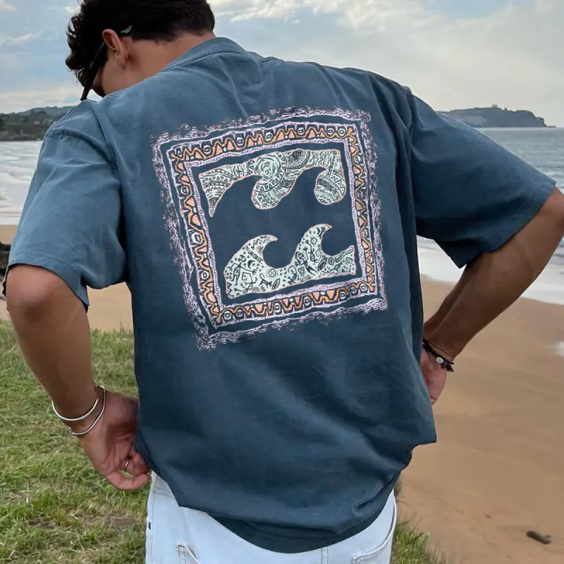 Men's Fashion Waves Graphics Casual T-Shirts sold by Shopnova