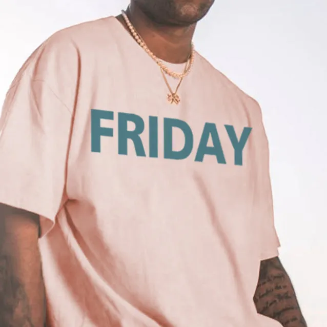 Friday Letters Print Short Sleeve Loose Men's T-Shirt sold by Shopnova product image thumbnail 2