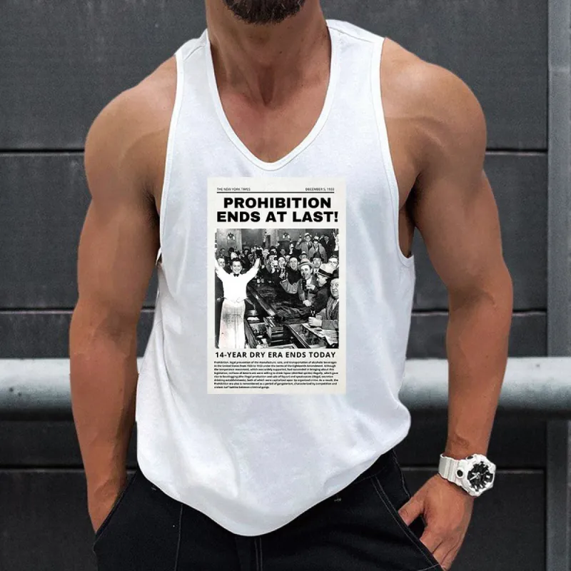 Casual Beer Graphic Print Loose Men's Tank Top sold by Shopnova