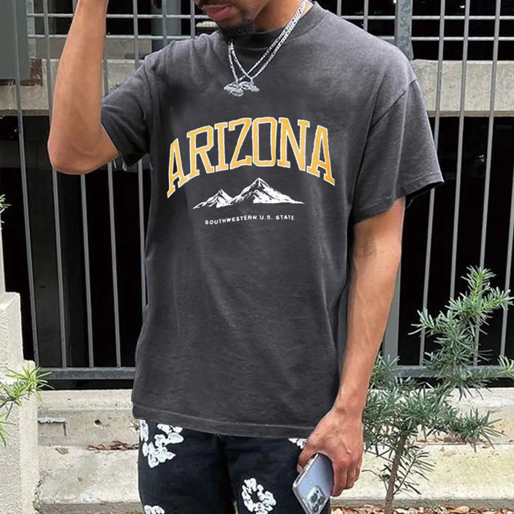 Arizona Graphic Print Loose Men's Short Sleeve T-Shirt sold by Shopnova