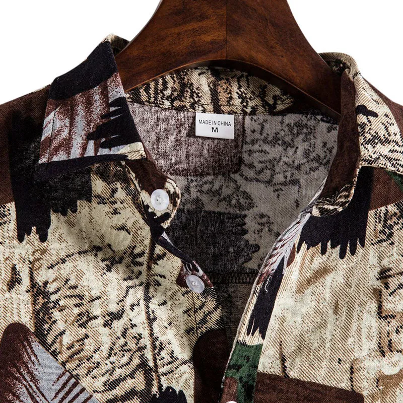 Cotton And Linen Printed Pocket Button-down Shirt sold by Shopnova product image thumbnail 3