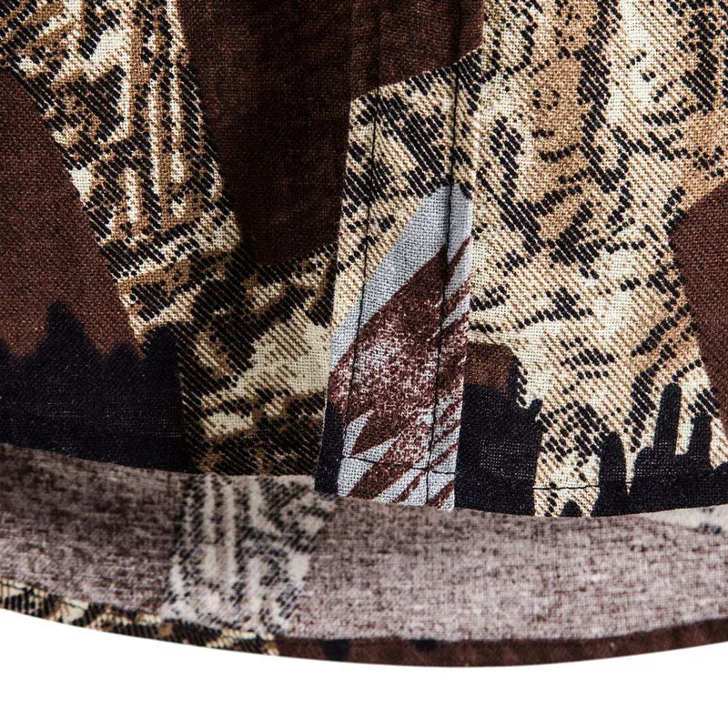 Cotton And Linen Printed Pocket Button-down Shirt sold by Shopnova product image thumbnail 4